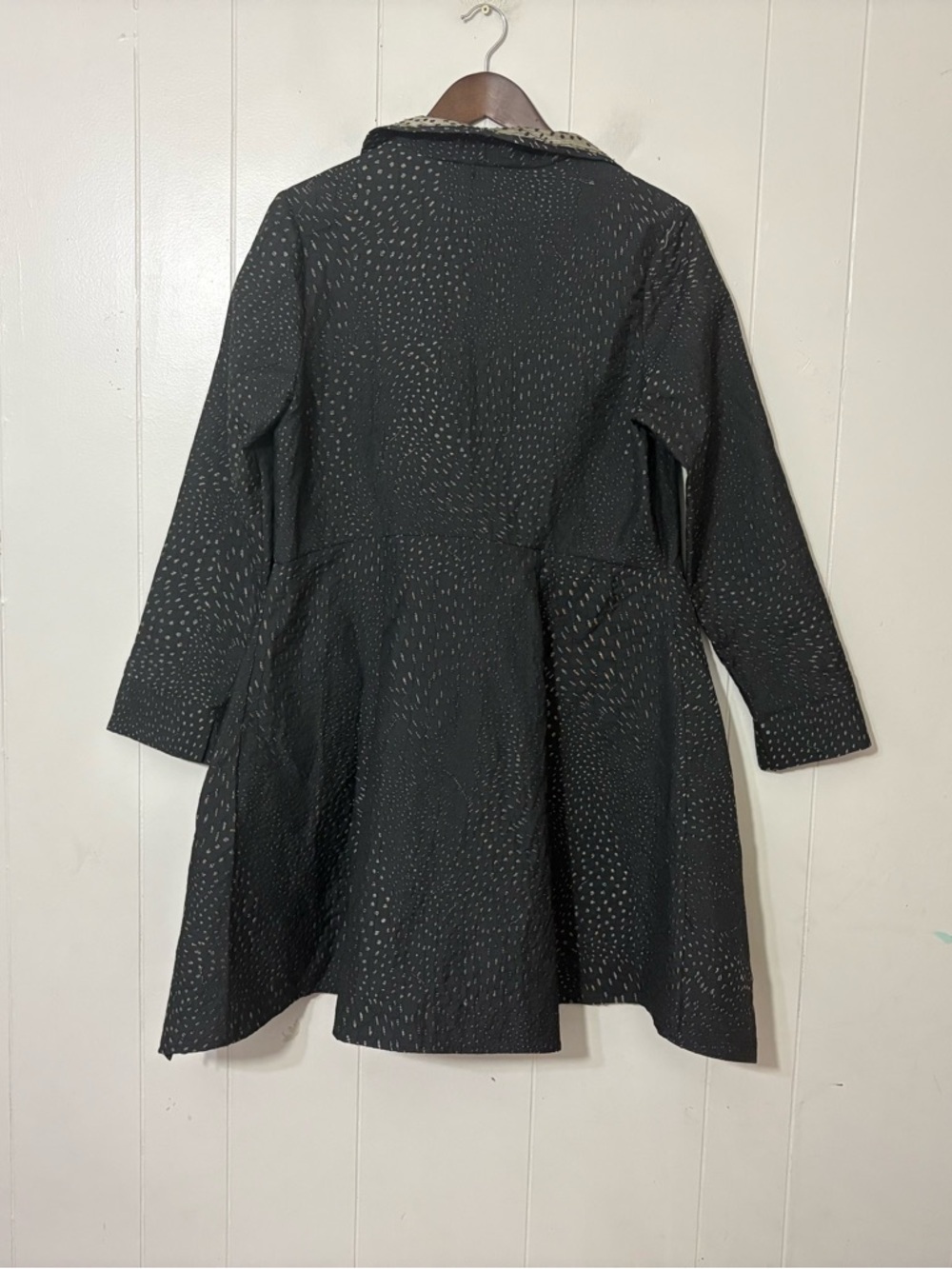 Samuel Dong Black Textured Swing Coat Size M Asymmetrical Jacket - Picture 11 of 13